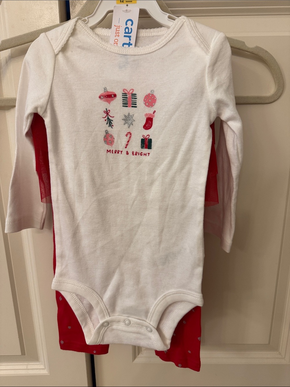 Carter's White and Red 'Merry & Bright' Holiday One-Piece